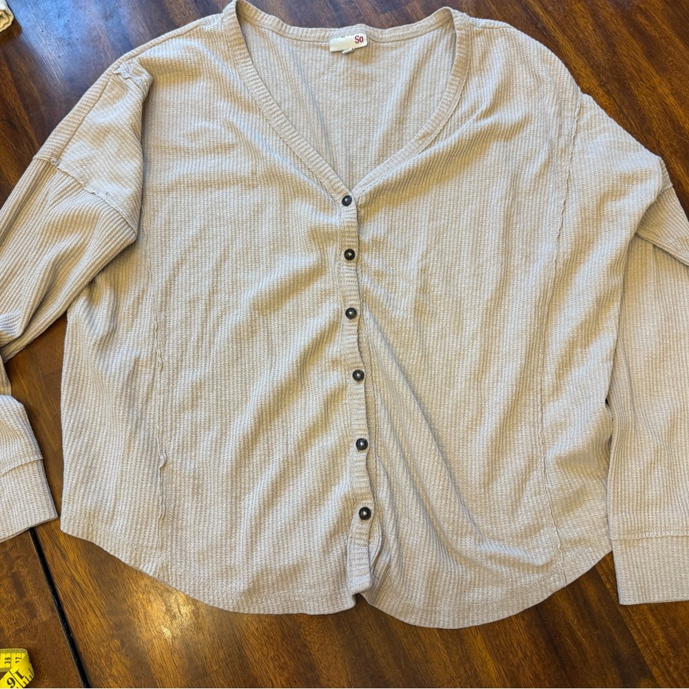 SO Beige Textured Cardigan lightweight women’s xl